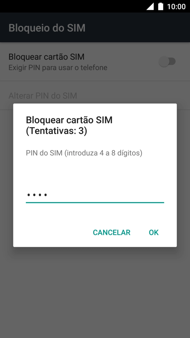 Introduza o seu código PIN e prima OK.