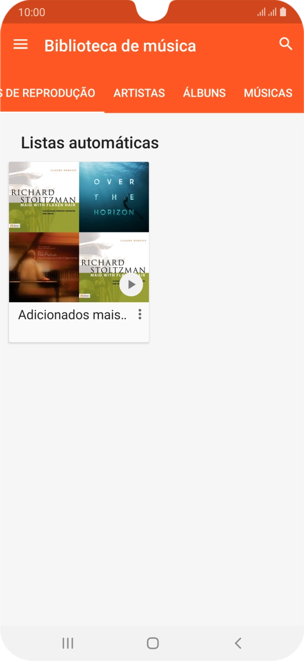 Prima a categoria pretendida e dirija-se ao ficheiro de música pretendido.