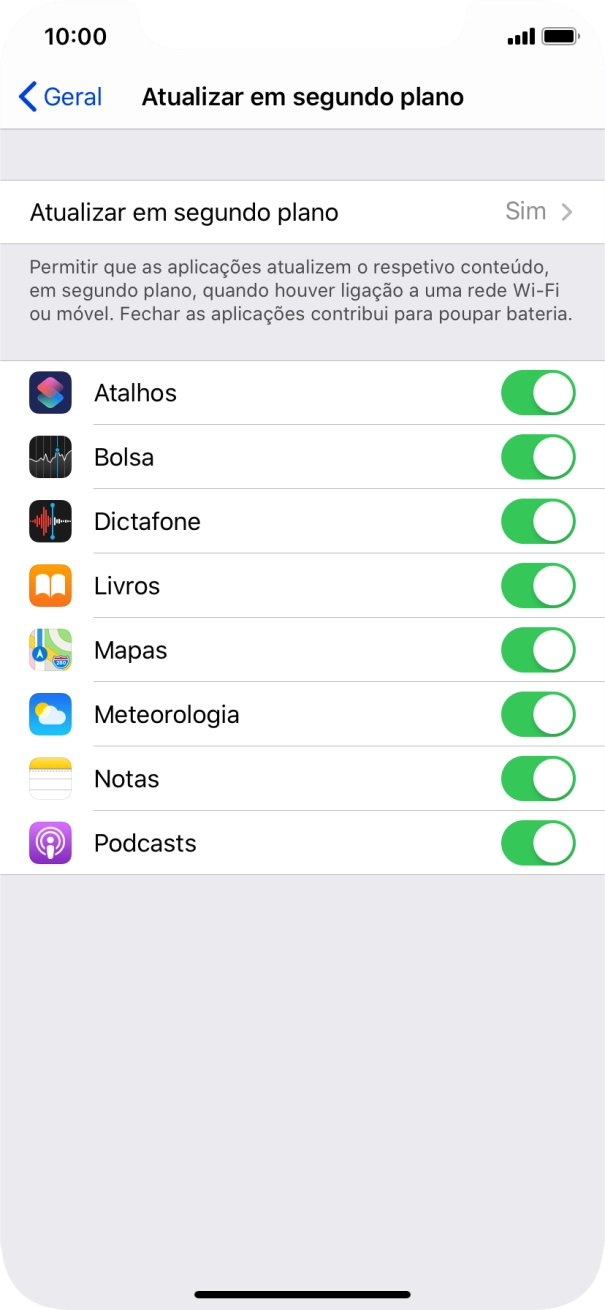 Prima Atualizar em segundo plano.