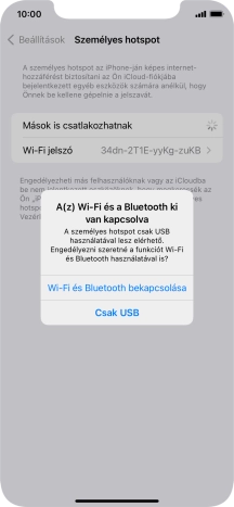 Amennyiben be van kapcsolva a Wi-Fi, válaszd a Wi-Fi és Bluetooth bekapcsolása lehetőséget.