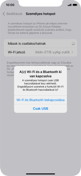 Amennyiben be van kapcsolva a Wi-Fi, válaszd a Wi-Fi és Bluetooth bekapcsolása lehetőséget.