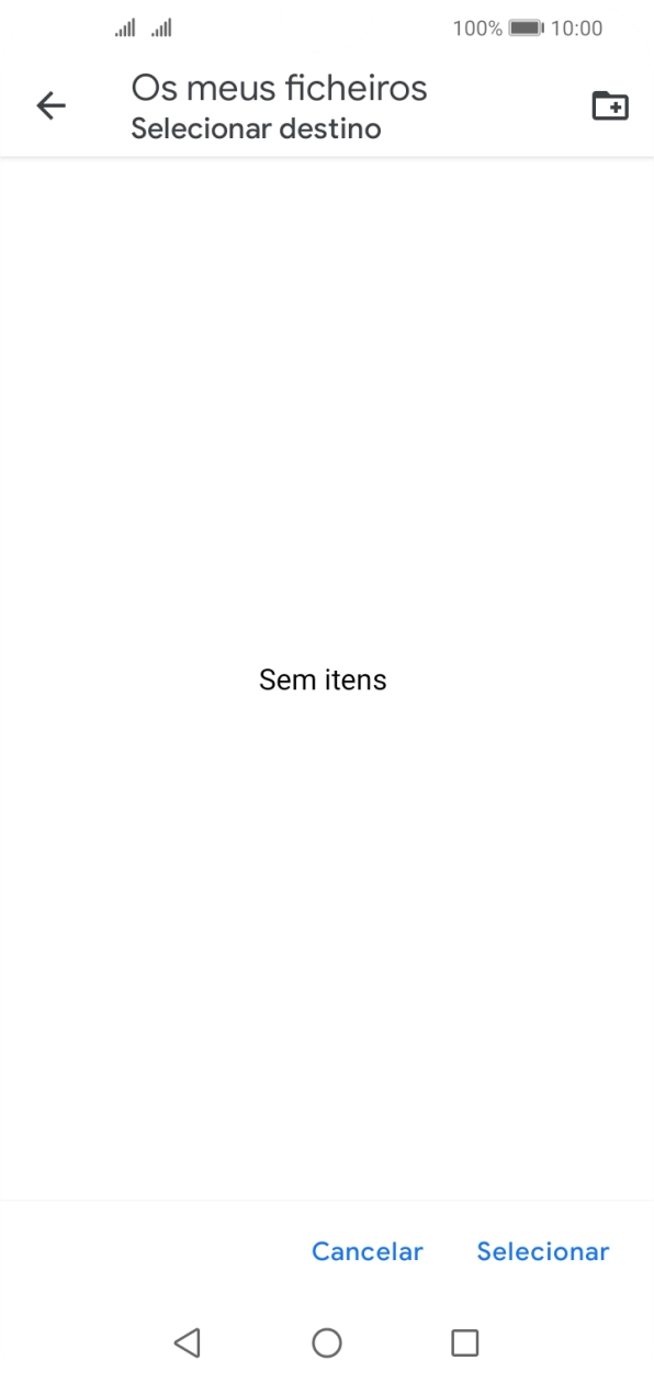 Se quiser criar uma nova pasta, prima o ícone de nova pasta e siga as indicações no ecrã para criar uma nova pasta.