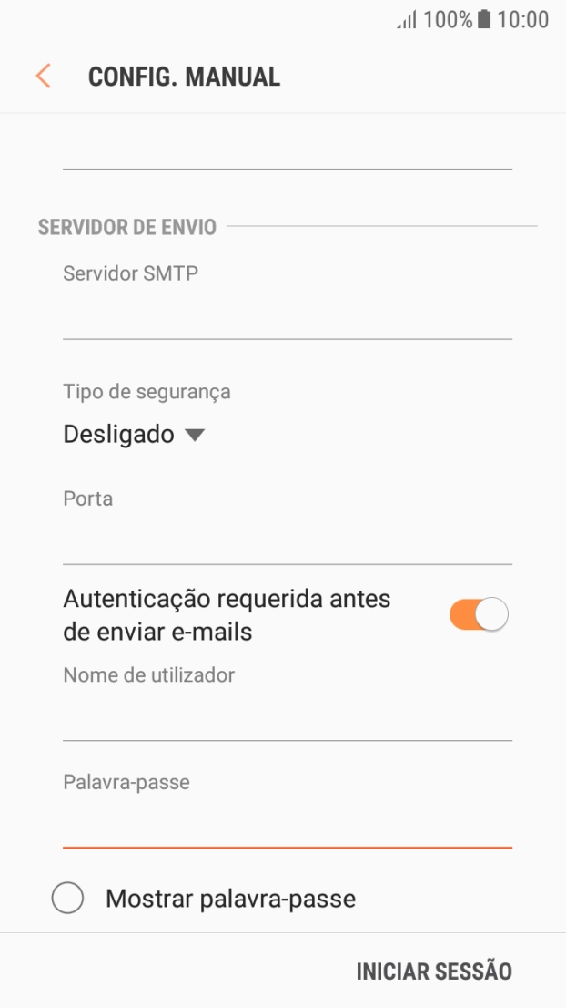 Prima INICIAR SESSÃO.