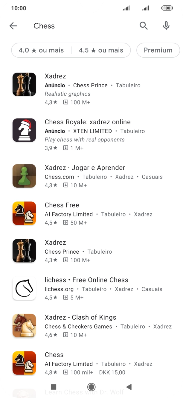 Prima a app pretendida.