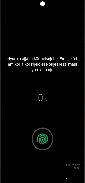 Kövesd a kijelzőn megjelenő utasításokat képernyőzár létrehozásához ujjlenyomattal.