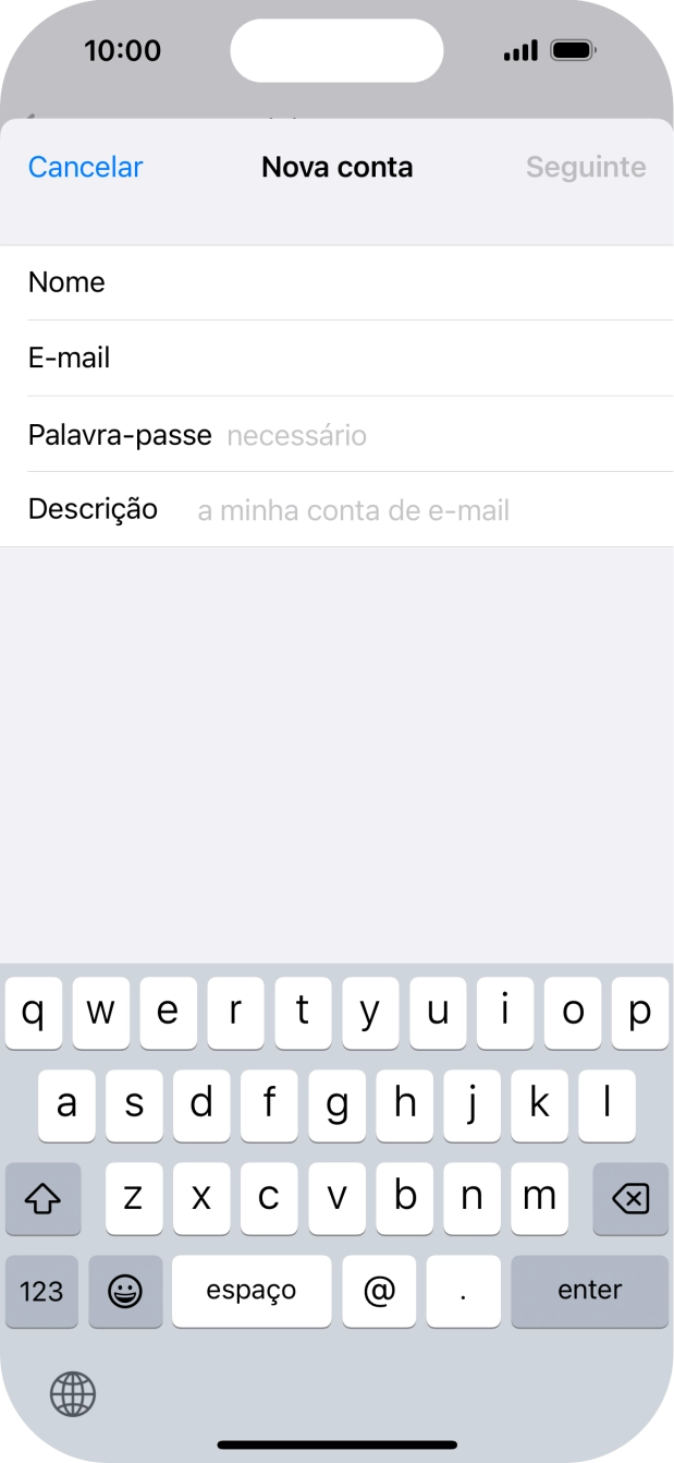 Prima Palavra-passe e introduza a password da sua conta de e-mail.