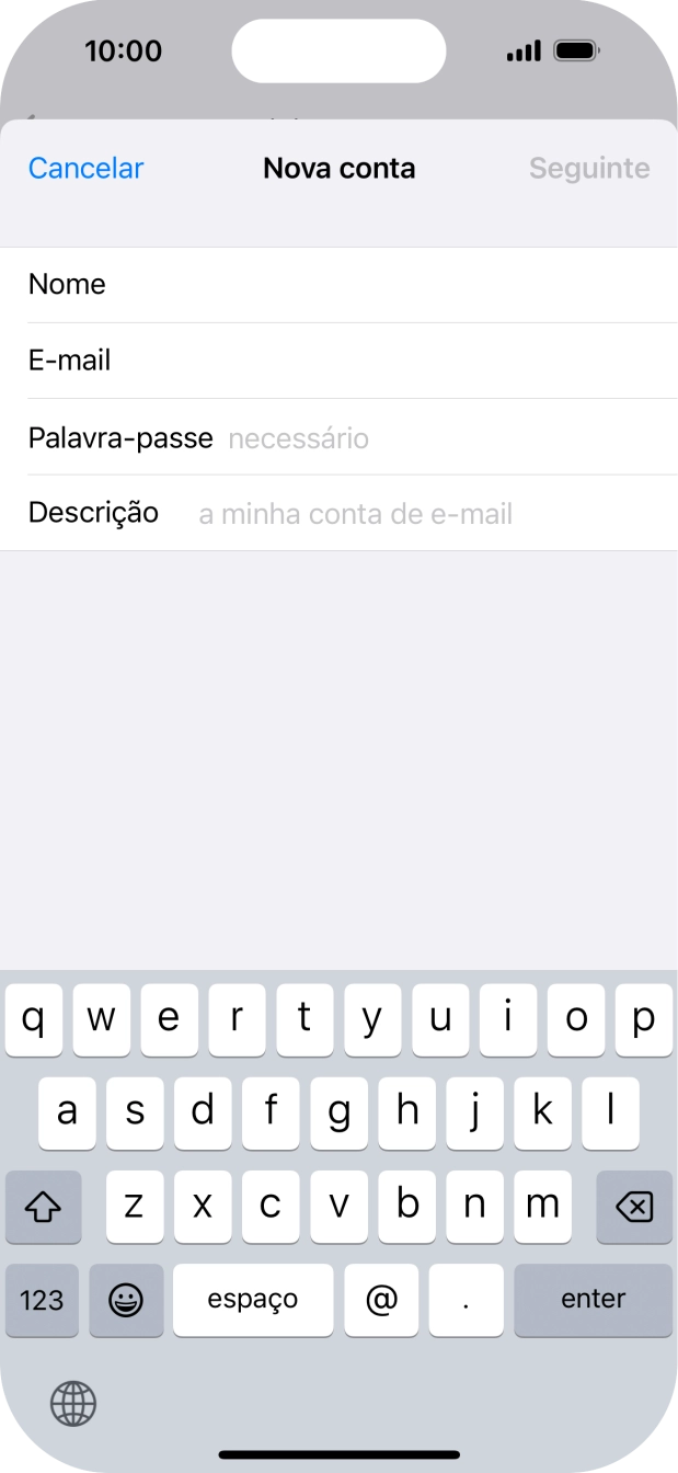 Prima Palavra-passe e introduza a password da sua conta de e-mail na Vodafone.
