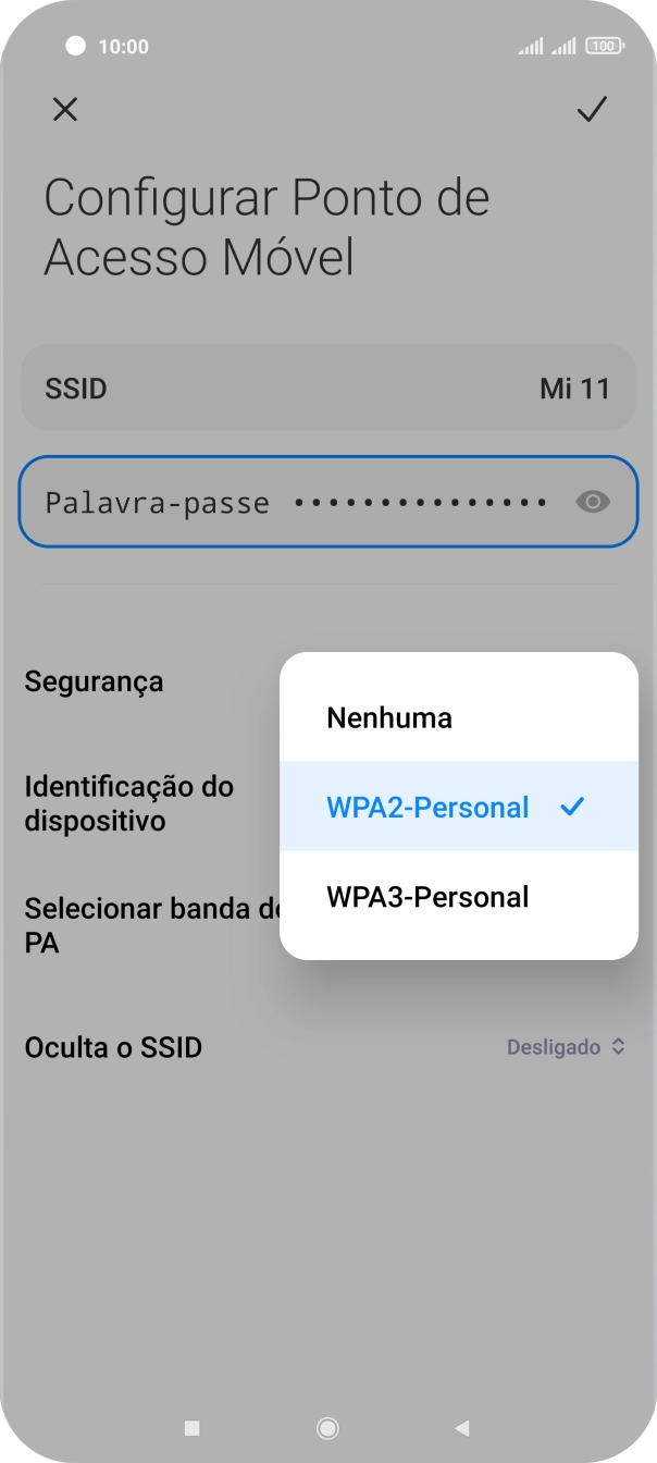 Prima WPA3-Personal para proteger o hotspot Wi-Fi com uma password.
