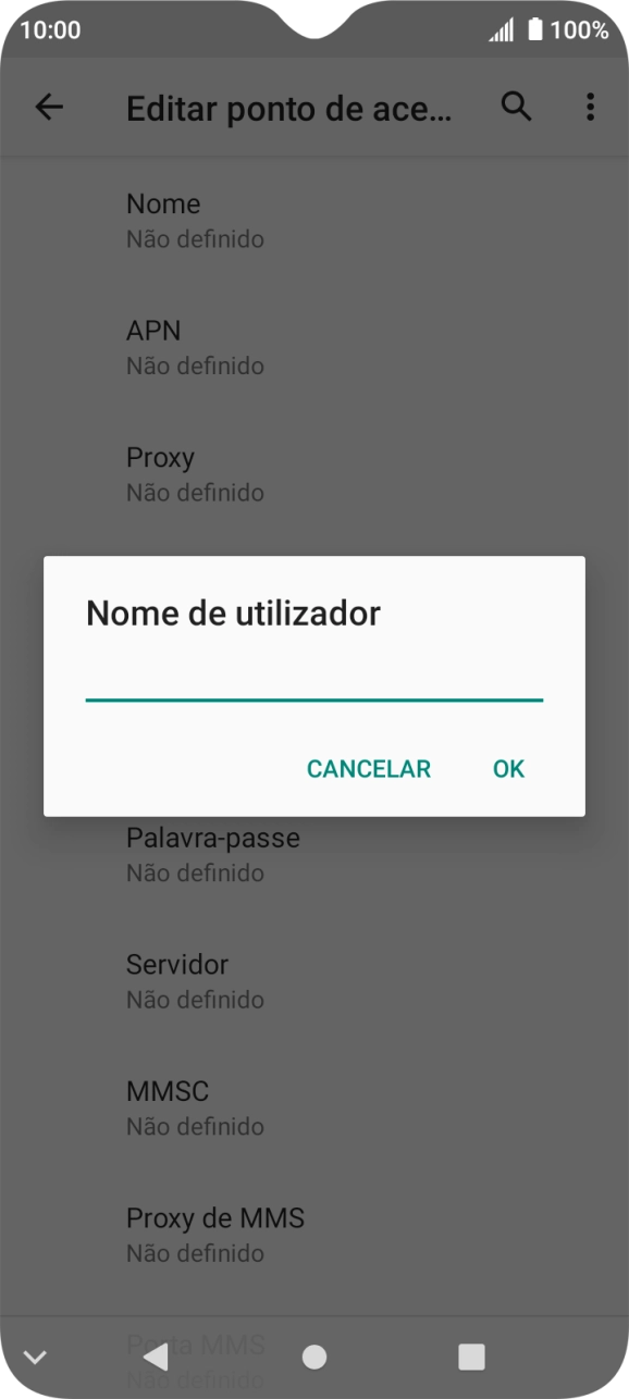 Introduza vodafone e prima OK.