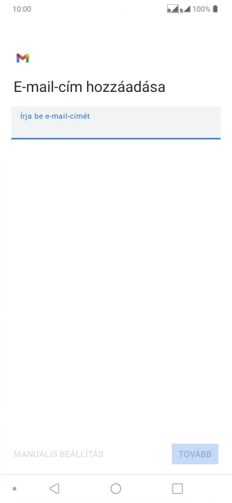 Kattints az „Írja be e-mail-címét” alatti mezőre, és írd be az e-mail címedet.