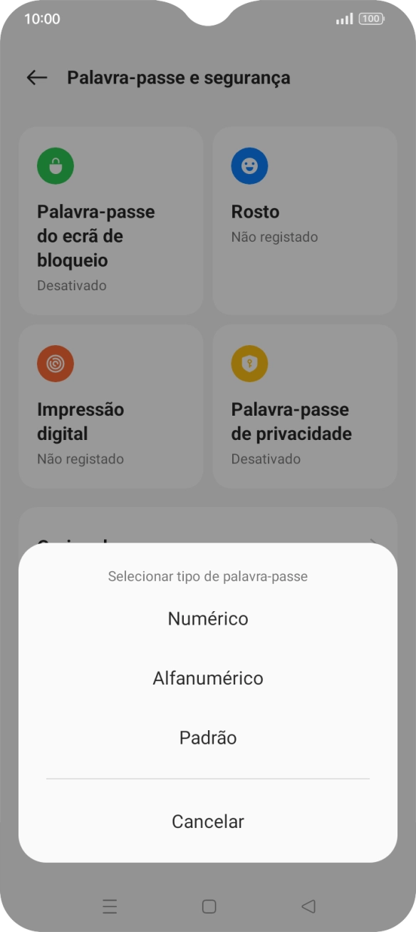 Prima o código de bloqueio do telefone pretendido e siga as indicações no ecrã para estabelecer um código de bloqueio adicional.