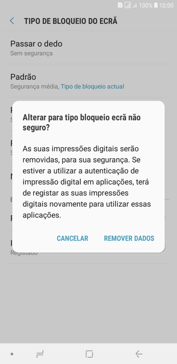 Prima REMOVER DADOS.