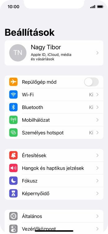Válaszd az Általános lehetőséget.