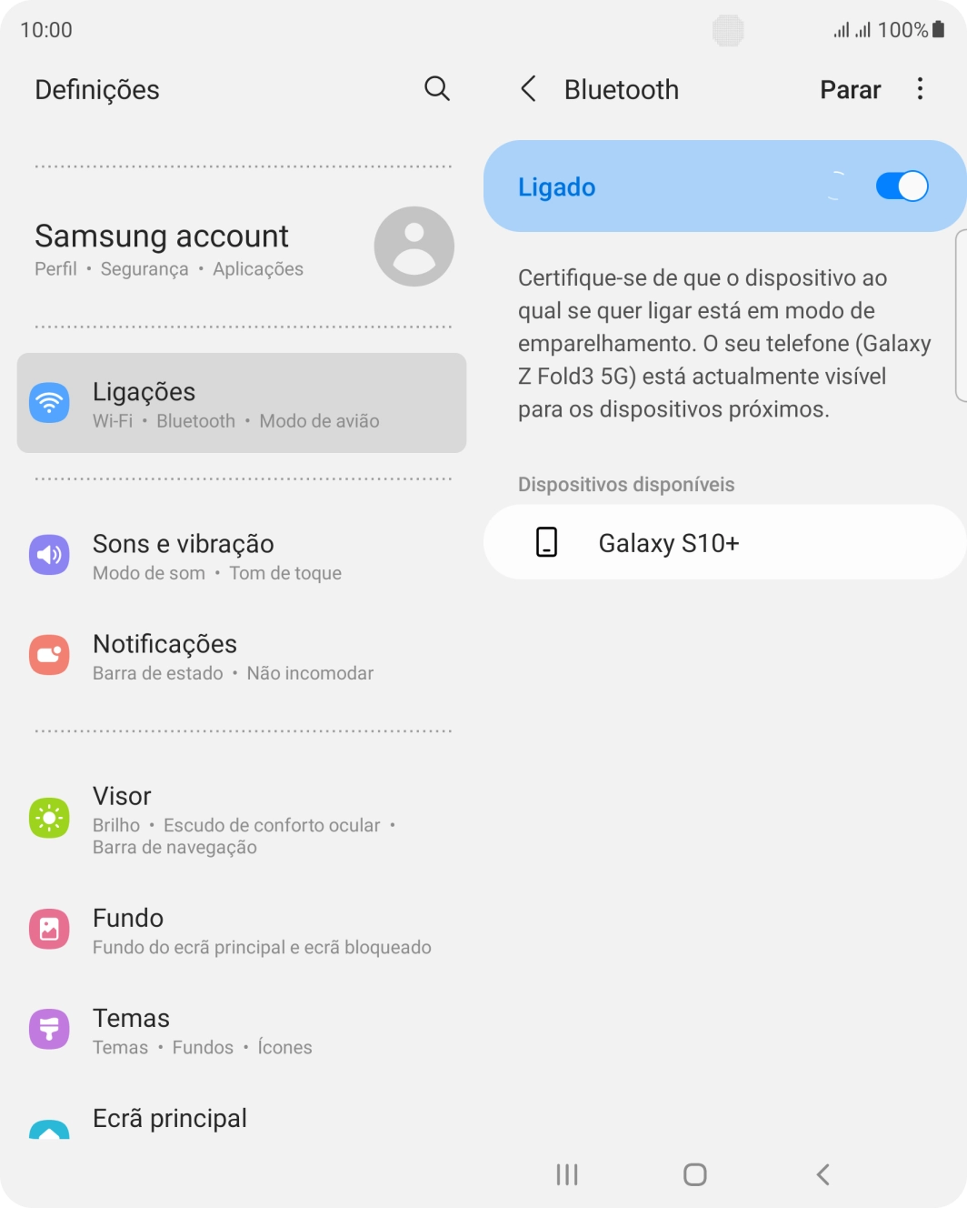 Prima o dispositivo Bluetooth pretendido e siga as indicações no ecrã para emparelhar o dispositivo pretendido com o telefone.