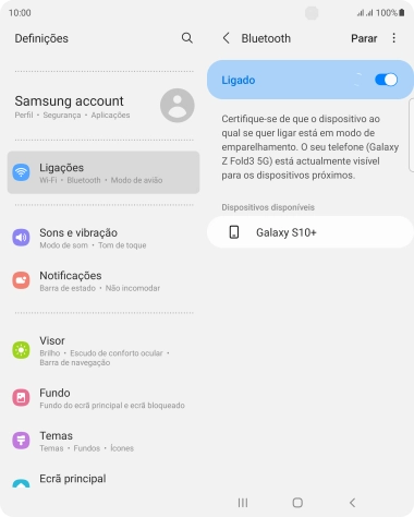 Prima o dispositivo Bluetooth pretendido e siga as indicações no ecrã para emparelhar o dispositivo pretendido com o telefone.