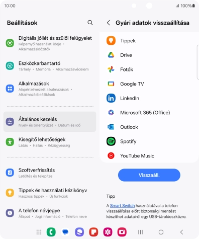 Válaszd a Visszaáll. lehetőséget.