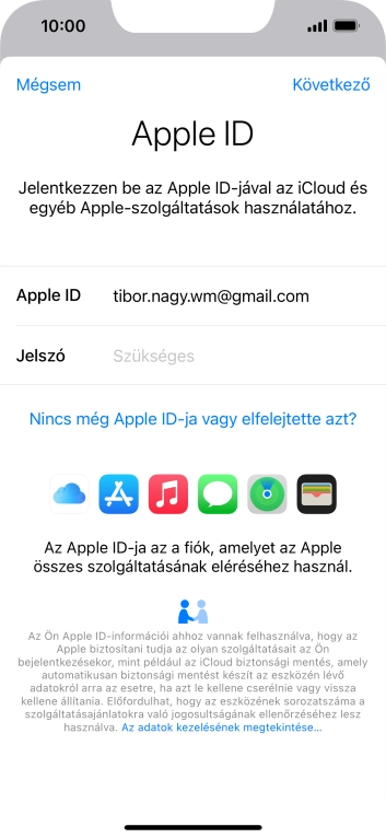 Kattints a „Jelszó” melletti mezőre, és írd be az Apple ID-d jelszavát.