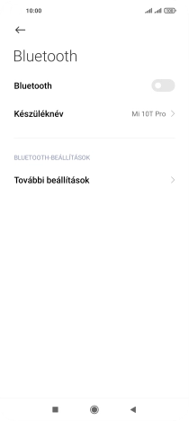 Kattints a „Bluetooth” melletti csúszkára a funkció bekapcsolásához.