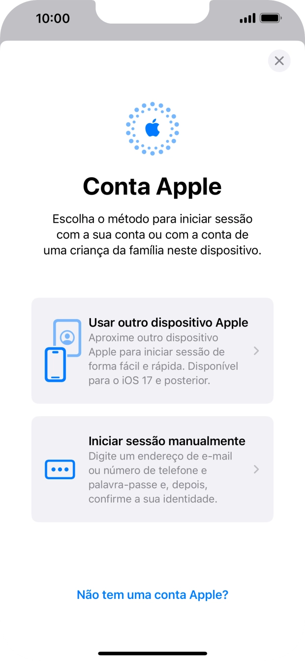 Prima Iniciar sessão manualmente.