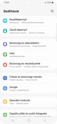 Válaszd a Fiókok és biztonsági mentés lehetőséget.