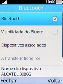 Escolha Visibilidade do Bluetooth para ativar a visibilidade do Bluetooth.