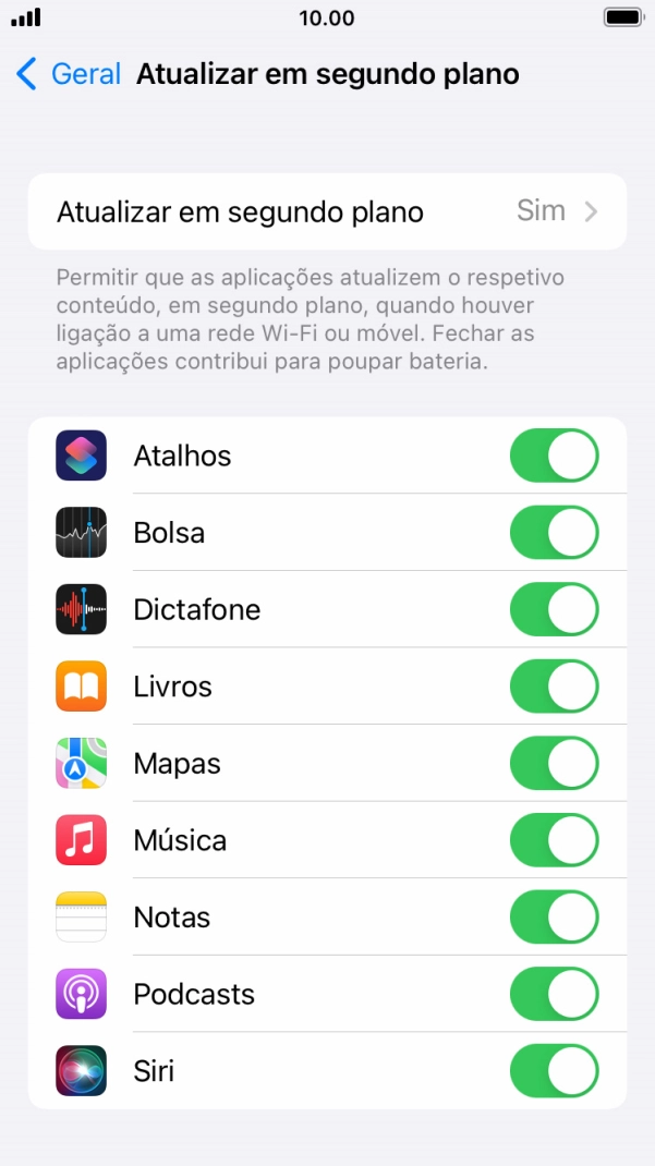 Prima Atualizar em segundo plano.