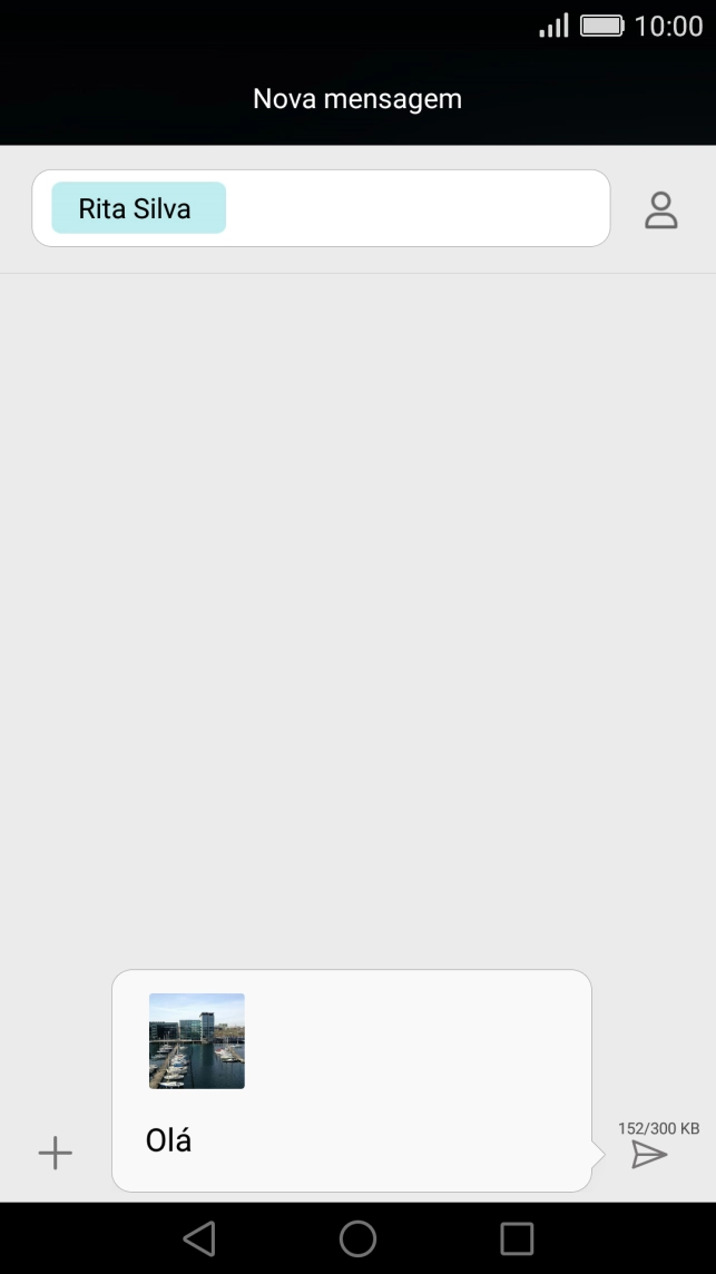 Prima o ícone para enviar quando terminar de escrever a sua mensagem multimédia.