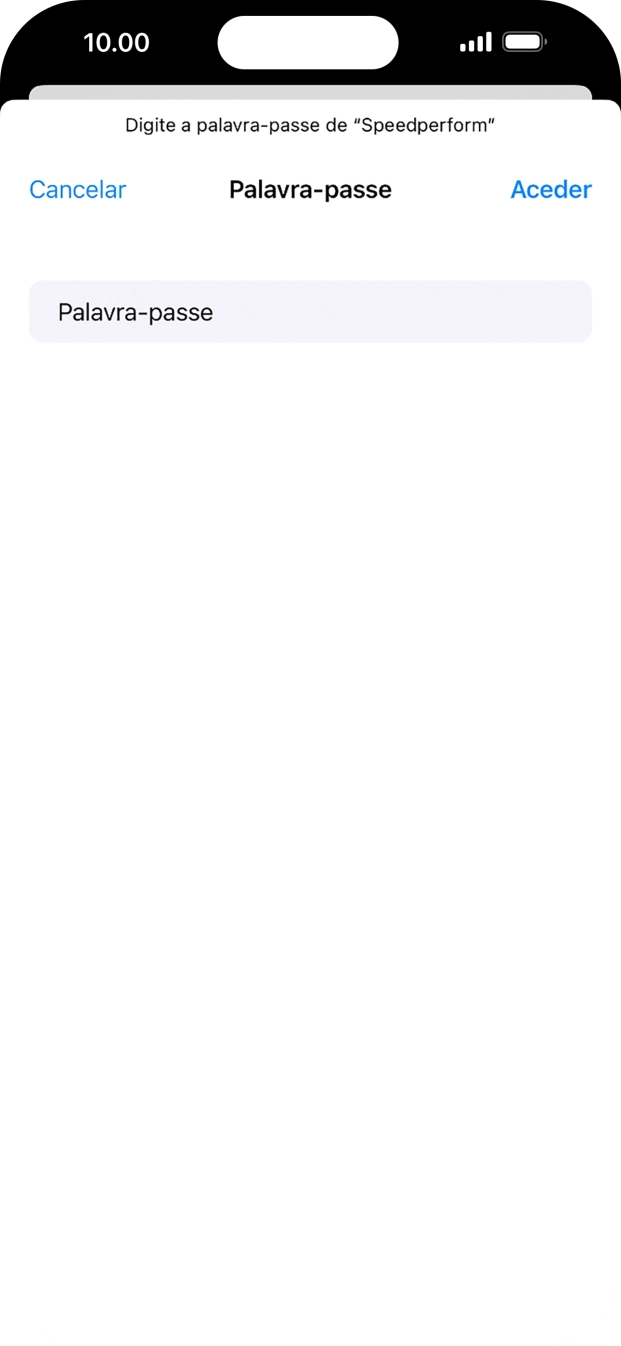 Introduza a password da rede Wi-Fi e prima Aceder.