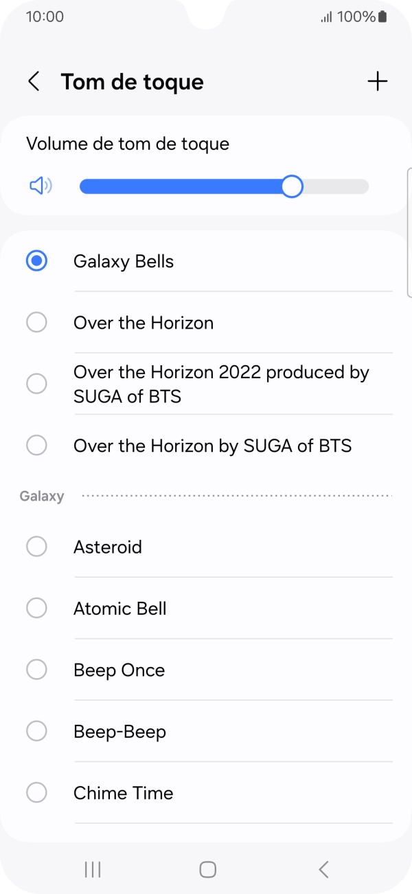 Prima os tons de toque pretendidos para os ouvir.