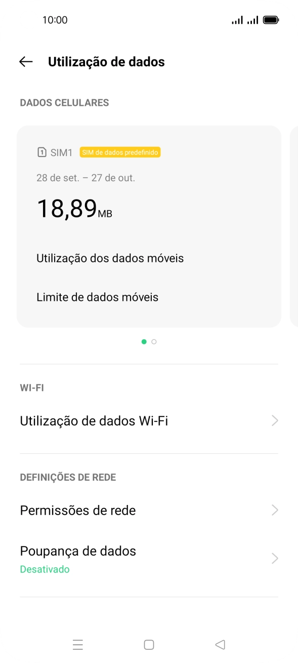 O consumo total de dados é agora mostrado no ecrã.