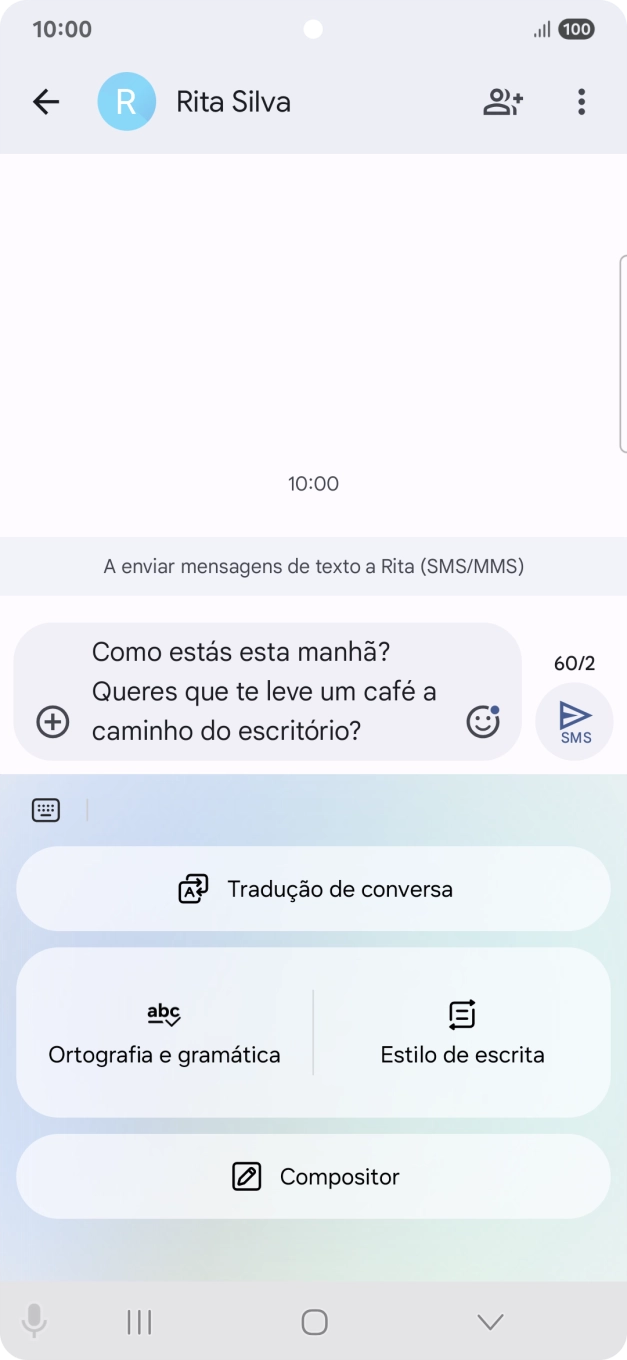 Para alterar o estilo de escrita do seu texto, prima em Estilo de escrita e siga as indicações no ecrã, para utilizar a função.