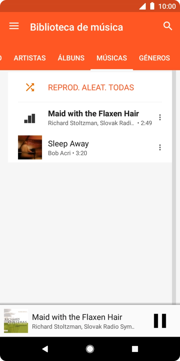 Prima o título da música na parte inferior do ecrã.