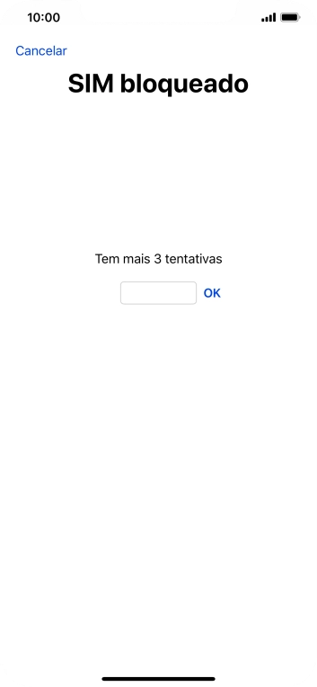 Se o cartão SIM estiver bloqueado, deve introduzir o código PIN e premir OK.