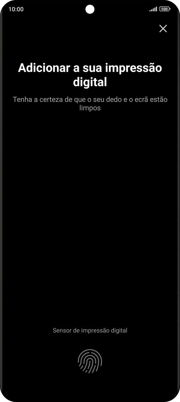 Siga as indicações no ecrã para definir a impressão digital como código de bloqueio.