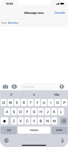 Também é possível enviar imagens, vídeo, audio e diferentes efeitos na iMessage. Siga as indicações no ecrã para enviar a iMessage com o conteúdo pretendido.