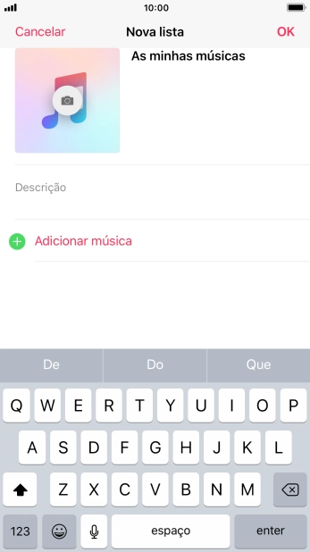 Prima Adicionar música.