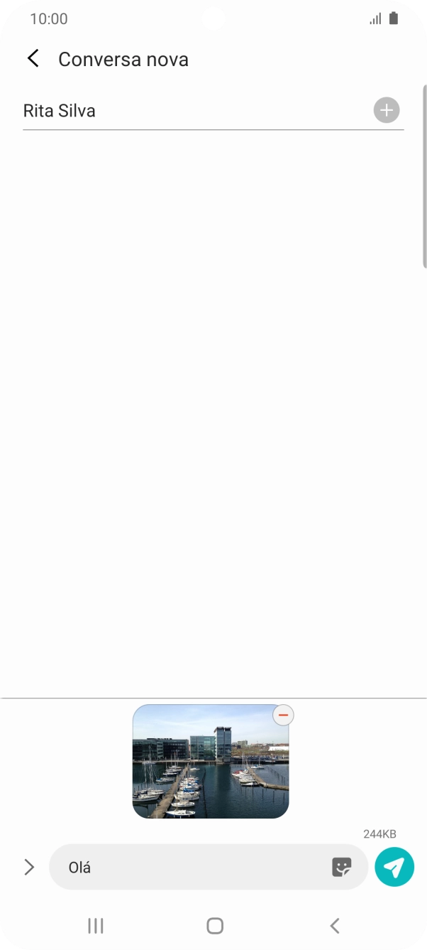 Prima o ícone para enviar quando terminar de escrever a sua mensagem multimédia.