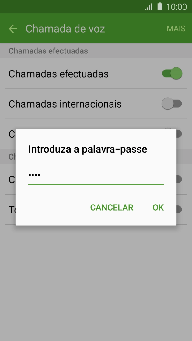 Introduza a password para barramento e prima OK.