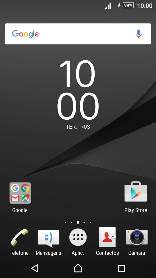 Quando o ícone de bateria em carregamento for mostrado no ecrã, a bateria está em carregamento.