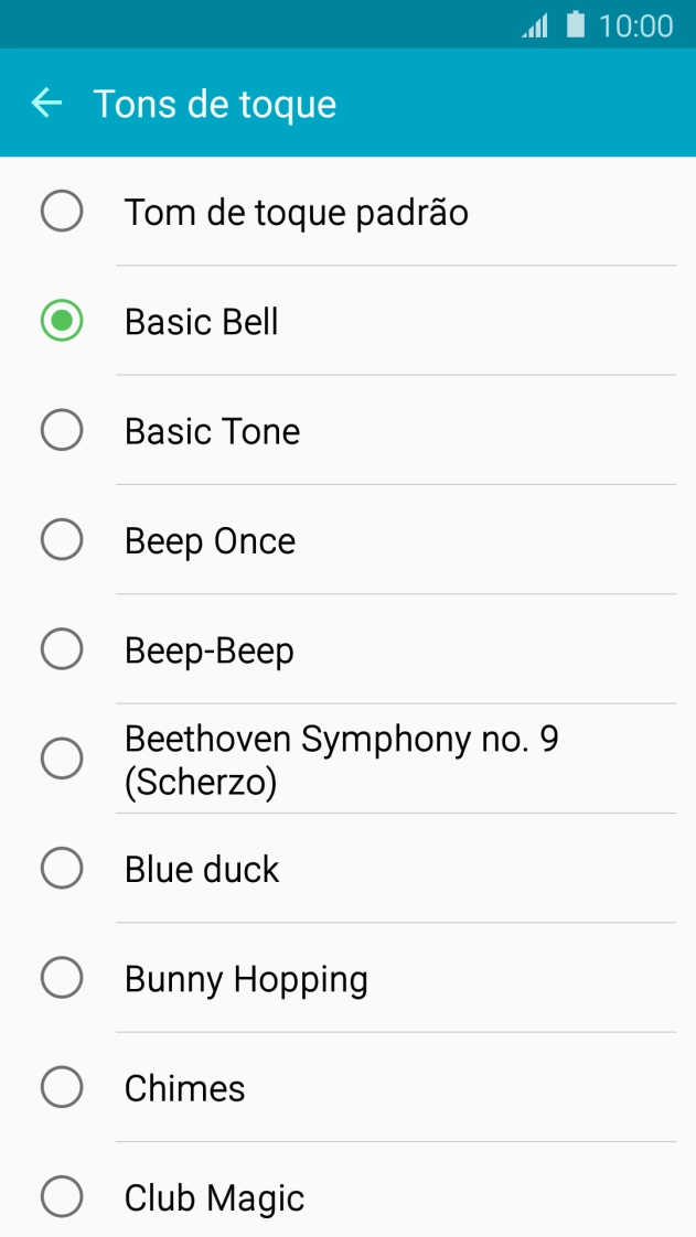 Quando tiver encontrado o tom de toque que pretende, prima a tecla de retrocesso.