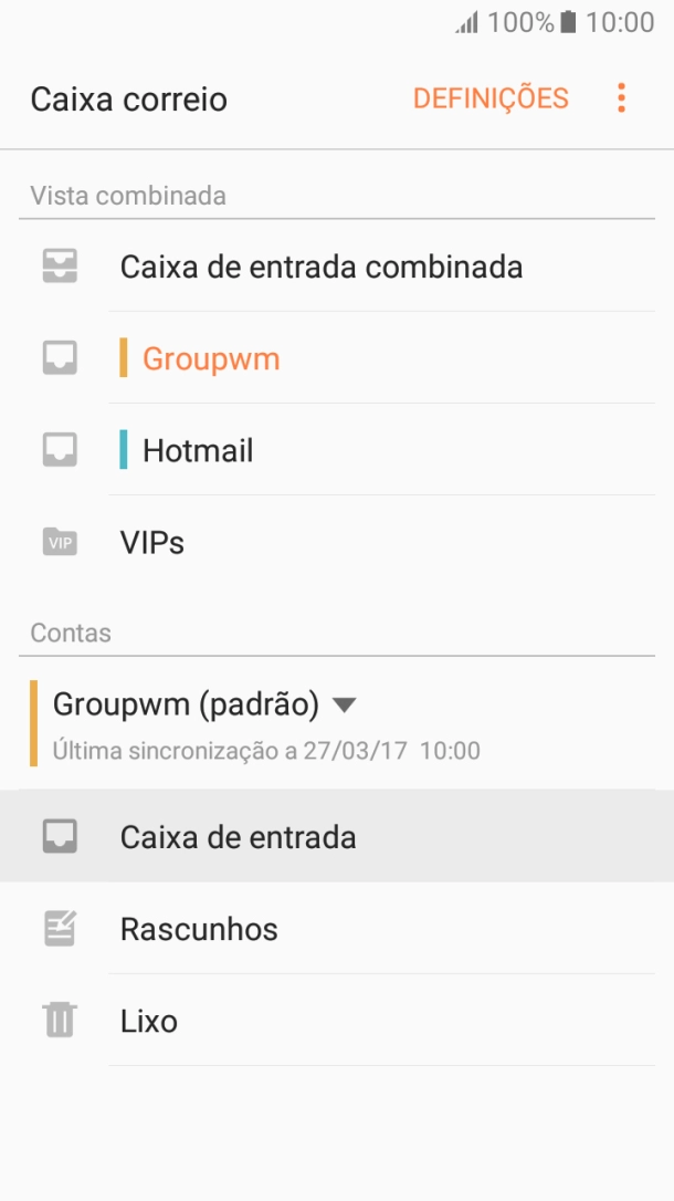 Prima a conta de e-mail pretendida.
