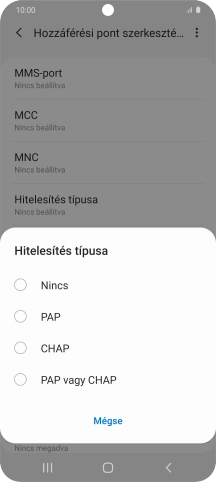 Válaszd a PAP lehetőséget.
