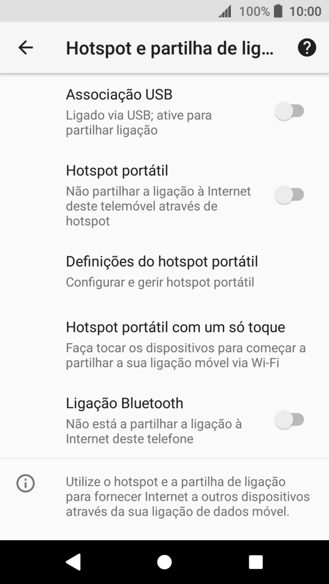 Prima Definições do hotspot portátil.