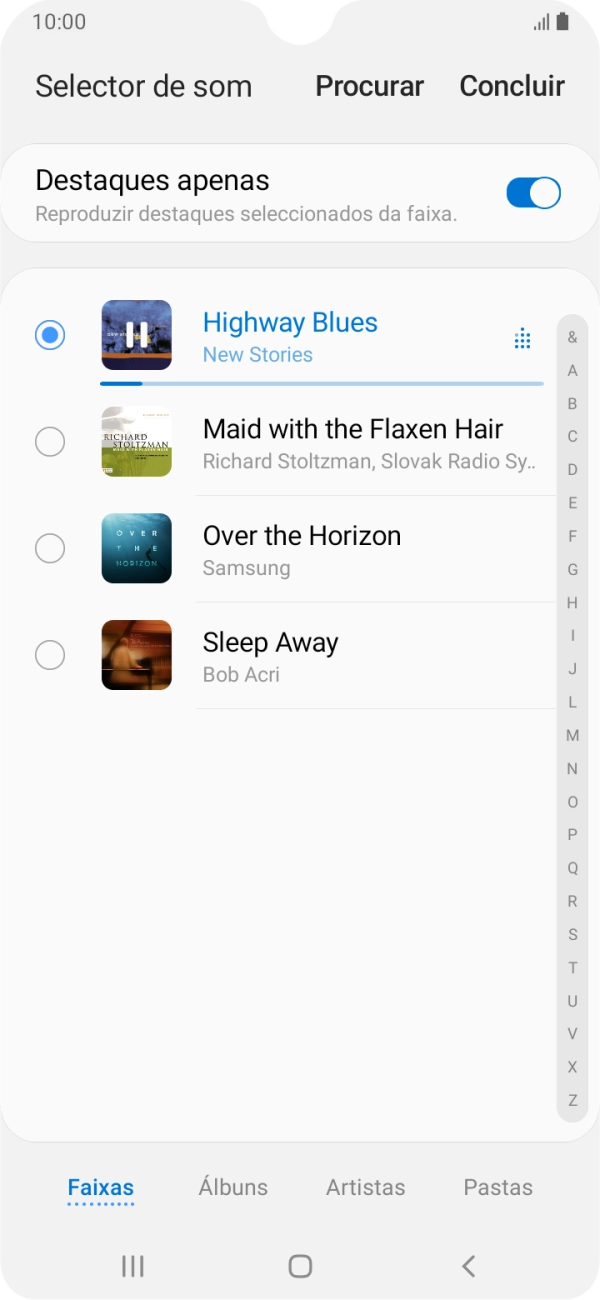 Quando tiver encontrado o tom de toque que pretende, prima Concluir.
