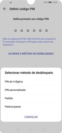 Prima o código de bloqueio do telefone pretendido e siga as indicações no ecrã para estabelecer um código de bloqueio adicional.