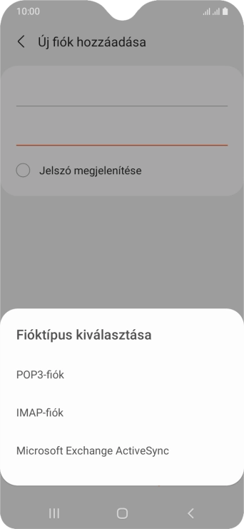 Válaszd a POP3-fiók lehetőséget.