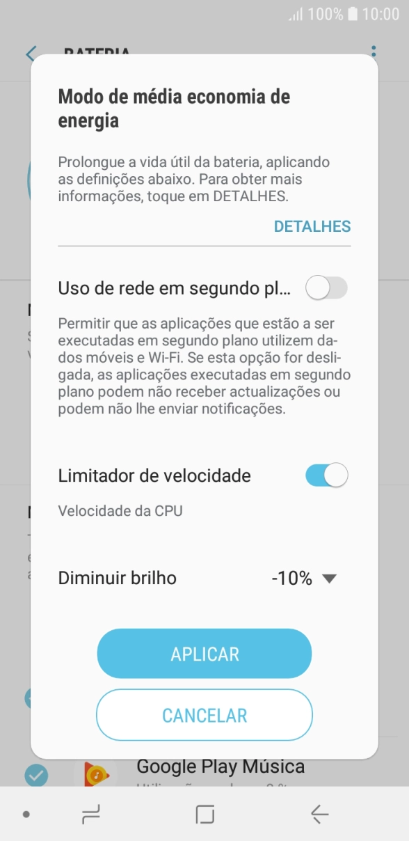 Prima APLICAR para ativar a função.