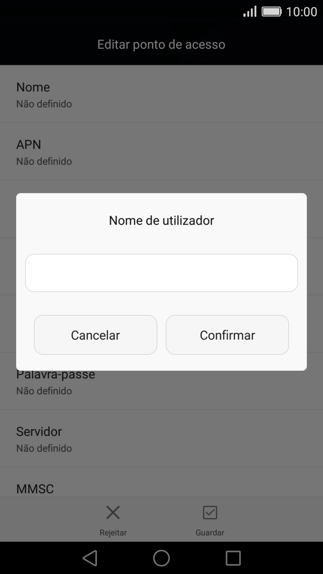 Introduza vodafone e prima Confirmar.
