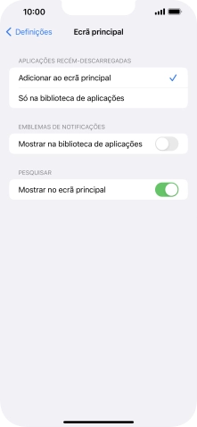 Para adicionar apps recém descarregadas ao ecrã inicial e à biblioteca de apps, deve premir Adicionar ao ecrã principal.