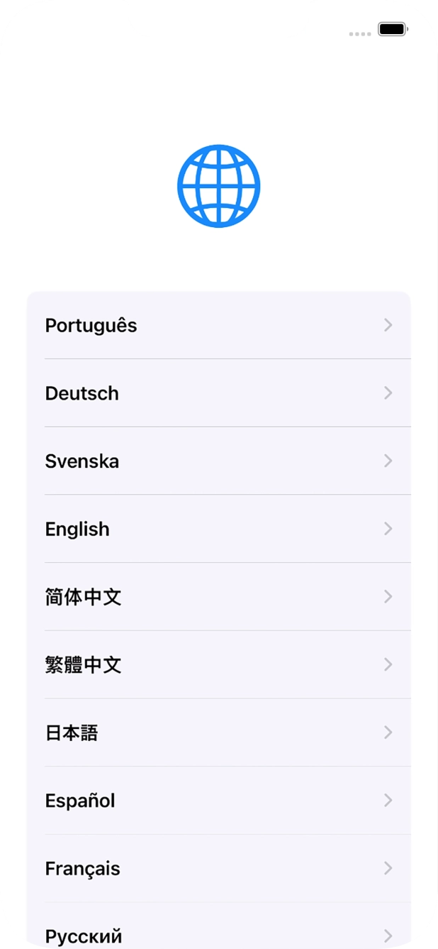 Prima o idioma pretendido.